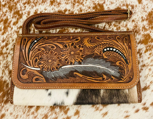 Feather Point Tooled Bag