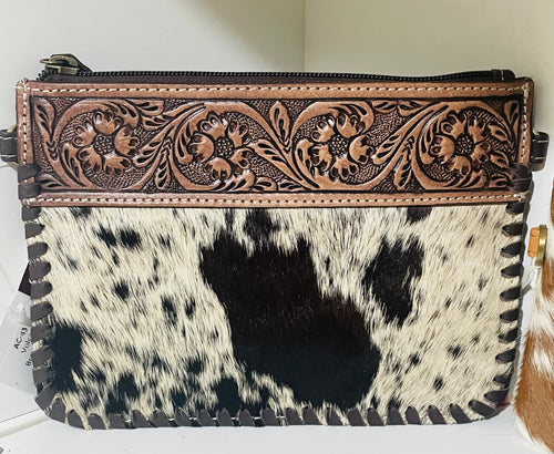 Tooled Cowhide Clutch