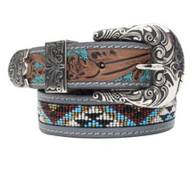 Load image into Gallery viewer, Beaded + Tooled Belt